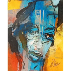 Khalid Khan-Kaay, 7 x 9.5 Inch, Acrylic on Board, Figurative Painting, AC-KHKN-099